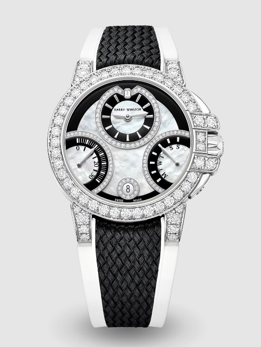 Review Harry Winston Ocean Biretrograde Black & White Automatic 36mm OCEABI36WW059 watch Replica